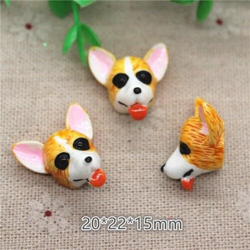 5pcs Cute 3D Resin Animal Dog Head Miniature Art Supply DIY Micro-landscape Decoration,20*22*15mm