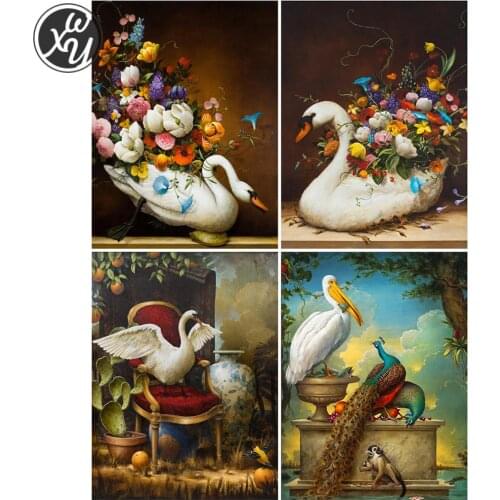 Diamond Painting for Adults Vintage Swan Full Drill Mosaic Flowers Cross Stitch Kits Diamond Art Accessories for Home Decoration