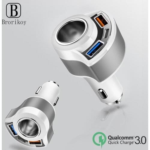 Quick Charge 3.0 USB Cigarette Lighter Car Charger For Huawei iPhone Xiaomi QC3.0 Auto Type C PD Fast Car Mobile Phone Charger