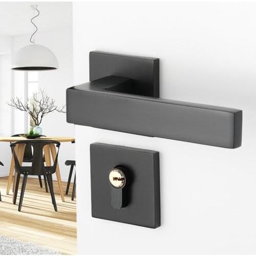 Black space aluminum door handle Interior Bedroom door lock Split Silent door lock Door hardware WJ41405