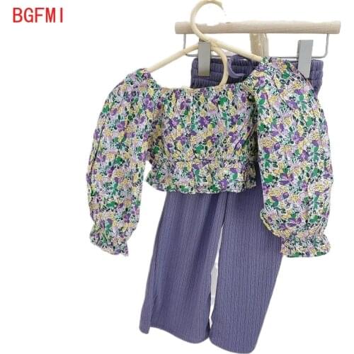 Baby Girl Flower Clothes Set Pastoral Summer Shirt+Wide leg pant 2PCS Infant Toddler Girl Camisoles Tops Short Set Cotton Outfit