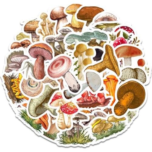 40Pcs Cute Color Mushroom Cartoon Stickers For Mobile Phone Diy Refrigerator Skateboard Car Accessories Sticker
