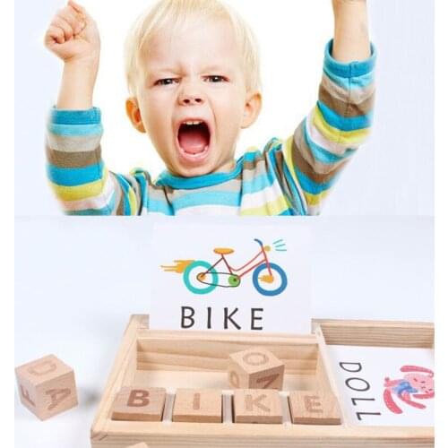 Creative Wooden Children Spell Word Building Blocks Toys Baby Enlightenment Learning Letters Cardboard Jigsaw Puzzle Game