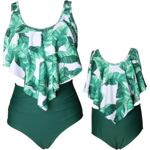 Baby Girls Swimsuit Children Beachwear Mom and Daughter Bathing Set3-12Y New Woman Swimming Suit Family Matching Swimwear Bikini