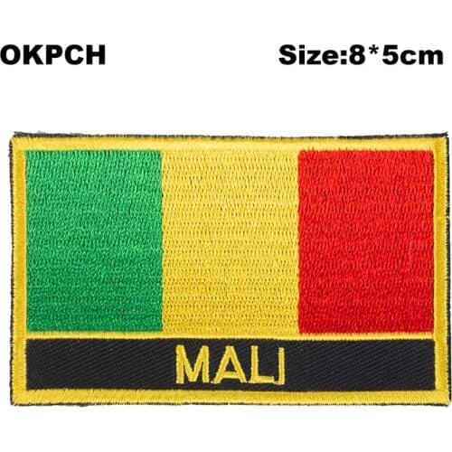 Mali Flag patcheswork fabric embroidery patch cutstom DIY stickers on clothing with iron PT0115-R
