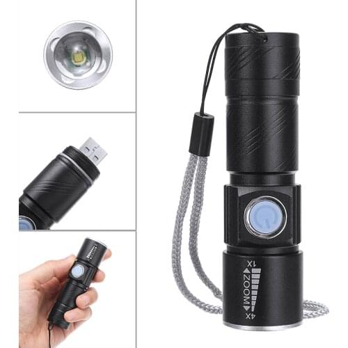 Mini Portable USB LED Torch Rechargeable Camping Hiking Small Flashlight 3 Lighting Mode For Outdoor Night Lighting