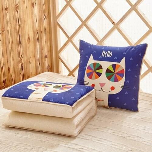 Multi-function Foldable Pillow Quilt Air Condition Cartoon Car Home Bolster Pillow Blanket