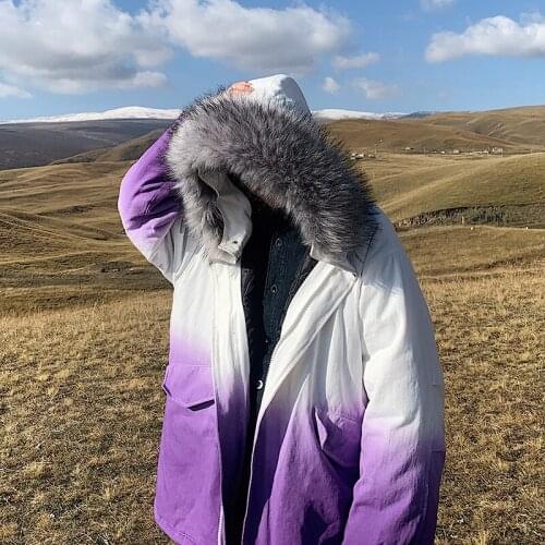 Mens Hooded Warm Clothes Cotton-Padded Jacket Coat Thick Streetwear Mens Fashion Parkas New Men Gradient Casual Parka Winter