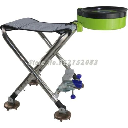 New Stainless Steel Fishing Chair Multifunctional Fishing Stool Folding Light Bench Maza Ultra Light Lifting Fishing Chair