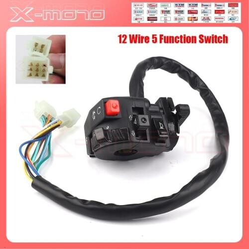 Handle Control Switch Assembly With Choke Lever 12 Wire 5 Function For Chinese ATV Quad 4 Wheeler 110cc 125cc 150cc 200cc 250cc
