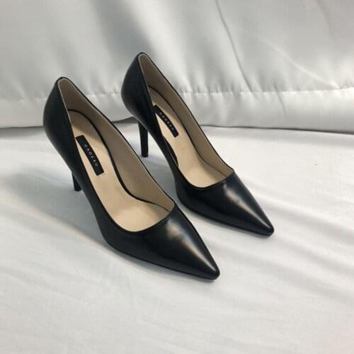 6CM/8CM PUMPS High heel shallow mouth pointed professional work shoes white simulation leather single shoes autumn