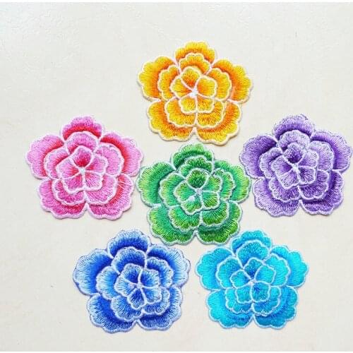 Rose Flower Embroidery Iron On Patches Stickers Dress Applique Stripes Apparel Sew For DIY Clothing Bed Sheet Accessories Badges