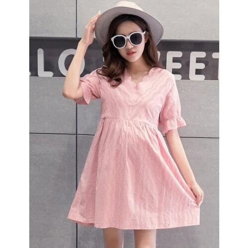 Explosive summer maternity clothing new fashion cotton breastfeeding tide mom dress lace loose large size shirt