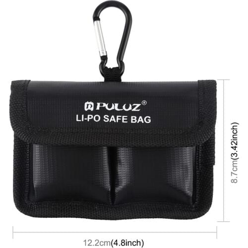 Lithium Battery Explosion-proof Safety Protection Storage Bag with Carabiner for Camera Battery