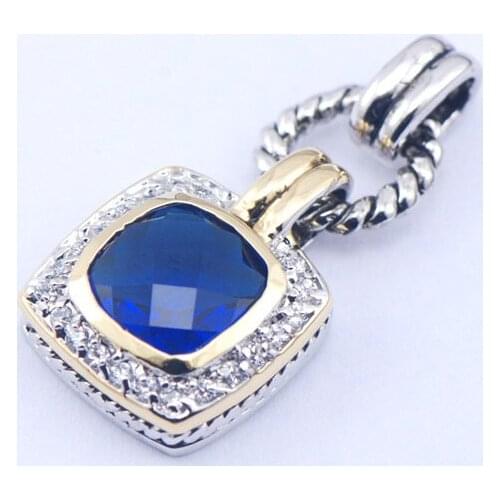 New Blue Crystal Zircon Woman 925 Sterling Silver Crystal pendant TE361