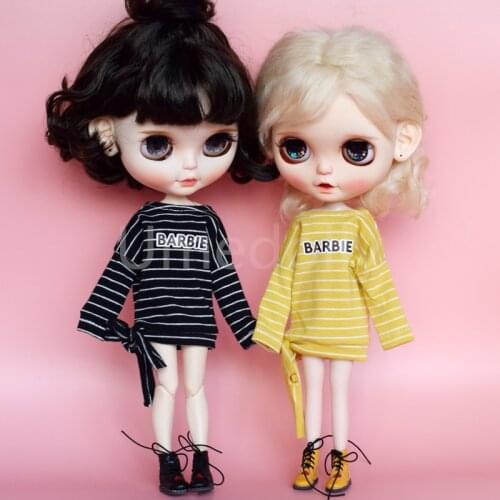 1PCS Fashion Stripe Long-sleeved T-shirt 1/6 Doll Outfit Blyth T-shirt Azone, Pullip, Barbies, ICY Doll Clothes Accessories
