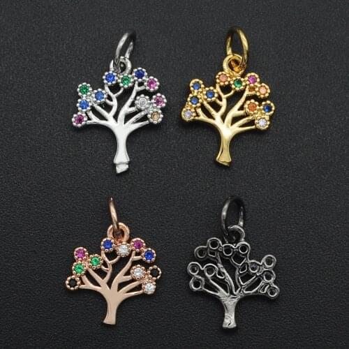 16x11mm 100% CZ Zircon DIY Jewelry Tree Of Life Charm Pendant Wholesale Fashion Jewellery Pendants Jewellery Accessories
