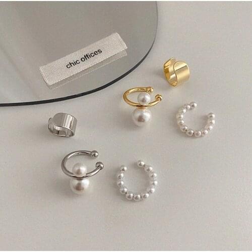 3pcs/set Pearls Ear Cuff For Women Without Piercing Earrings Set Earcuff Gold Silver Color Fashion Jewelry Ear Clips