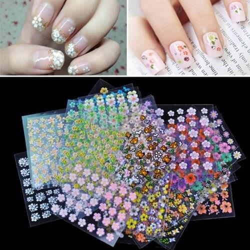 30 pcs Floral Design Manicure Transfer Nail Art Tips Stickers Decals 3D Flowers Beauty Tickers For Nails