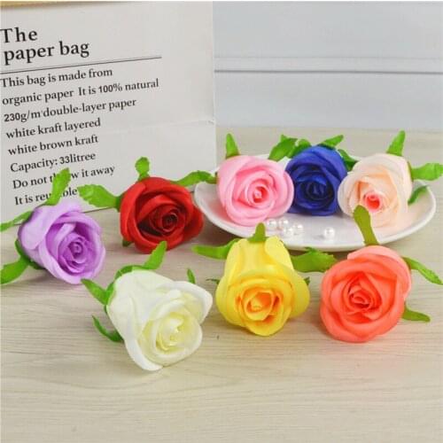 5PCS 6cm 8colors Silk Artificial Fake Fabric Rose Flower Heads For DIY Wedding Wall Arch Decoration Home Garden Bouquet Props