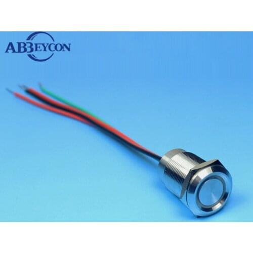 5pcs/Lot 19mm flat head touch metal button switch Finger Location with 150mm cable Stepless adjusted Ilumianted all the time