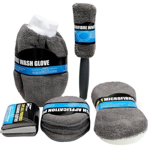 9pcs Car Wash Clean Set Towels Applicator Pads Sponge Gloves Wheel Brush Polishing Duster Cloth Motorcycle 4x4 Auto Accessories