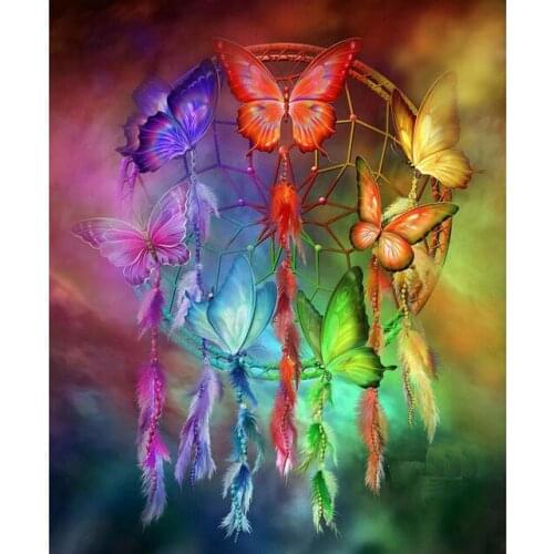 5d diy diamond embroidery full square,painting of diamond,diamond painting butterfly feather dream catcher