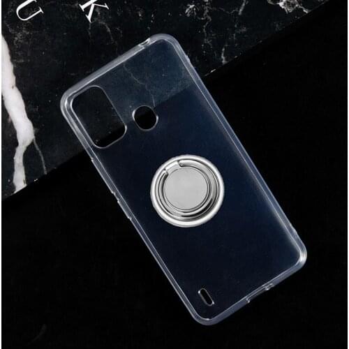 For Itel A48 6.1" Back Ring Holder Bracket TPU Soft Silicone Phone protect Case Anti falling shell