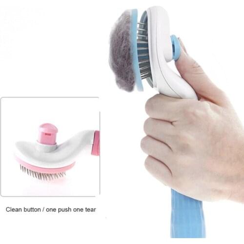 Pet Cat And Dog Grooming Cleaning Comb Beauty Hair Removal Self-cleaning Round Needle Comb Prevent Knotting Hair