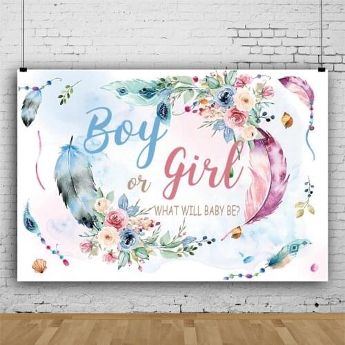 Boy and Girl Sex Revealed Kids Portrait Photography Backdrop Party Decor Baby Shower Photo Background Studio Photocall Props