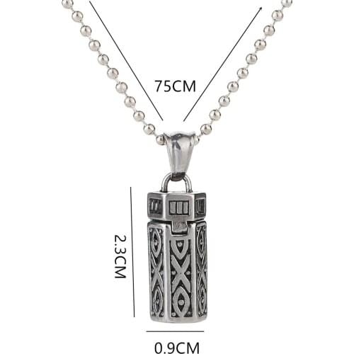 Geometric Column Cremation Keepsake Memorial Urn Necklace Ash Holder Chain