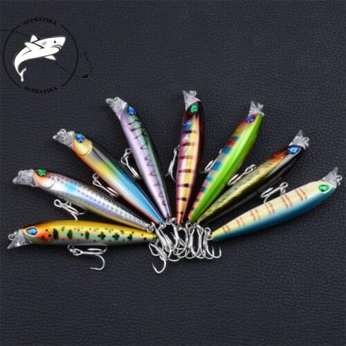 8Pcs Artificial Fake Bait 8 colors Fishing Lures 9cm/10.9g Plastic Hard Bait Sink 3D Eyes Sea Fishing Saltwater Freshwater