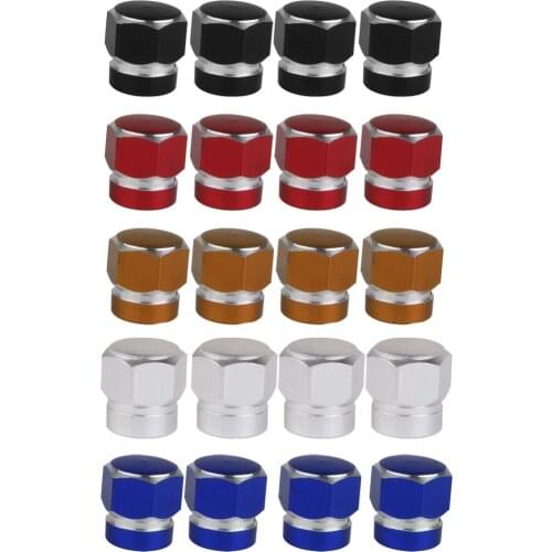 4pcs Hexagon Aluminum Alloy Car Motorcycle Bicycle Wheel Tire Tyre Valve Dust Caps Covers