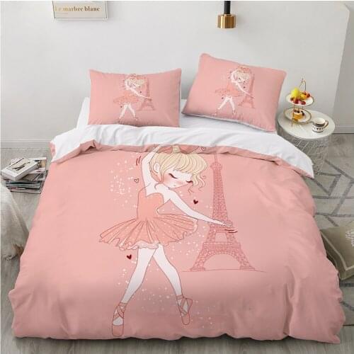 Bed linen set for home Bedding Set Duvet Cover Pillowcase Family sets Euro 2.0 Bedspread Pillowcase Kids Baby Cartoon ballet