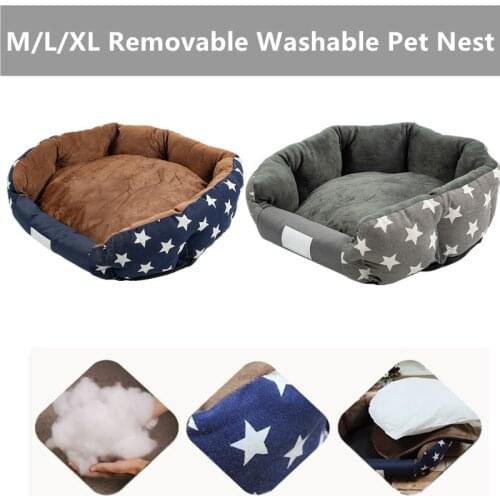 M/L/XL Pet Dog Bed for Large Cat Pet House Round Soft Fleece Mat Sofa Star Print Pet Puppy Cushion Autumn Winter Dog House Nest