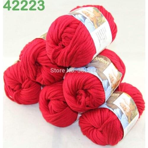 LOT of 6 Balls X 50g Special Thick Worsted Cotton Knitting Yarn Ruby Red 2223