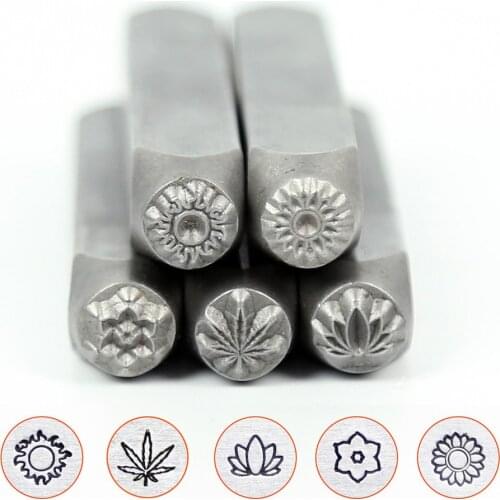 Sun/Lotus /Mandala Flower/Leaf Design Metal Jewelry Stamps,inflorescence DIY Bracelet/jewelry symbols lotus steel stamp,6mm