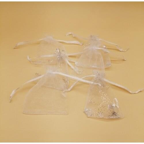 50Pcs Butterfly Sachet Bag White Organza Bags Drawstring Mini Bags for Women Wedding Gifts Jewelry Packaging Storage Bag Display
