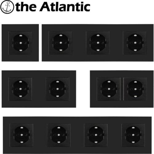 16A EU Wall Socket Home Electrical Outlet Black Plastic Spain Russia Germany Single Double Triple Triple Quadruple 220-250V