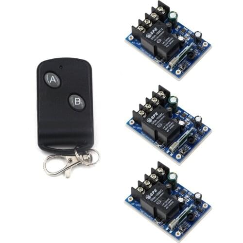 New Style DC12V 24V 36V 48V 30A 1CH RF Wireless Remote Control Switch System 3*Receiver & Transmitter for Household Light Bulb