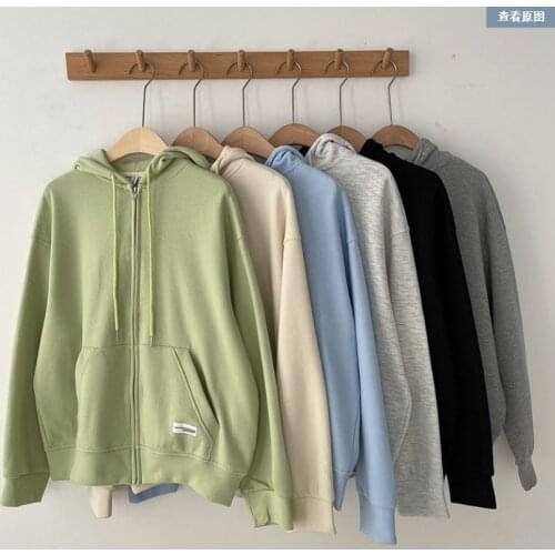 Obrix Casual Style Female basic Spring Autumn Zip Up Hoodie Pockets Full sleeve Hooded Sweatshirt For Women