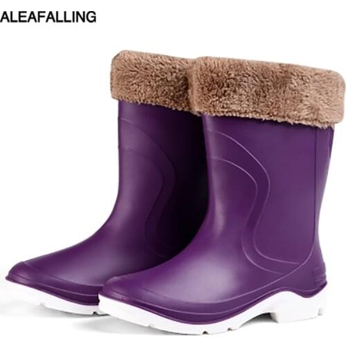 Rainshoes Womens Cute Boys Rain Boots Womens Rubber Shoes Tube Rubber Boots Velvet Waterproof Shoes Tube Non-Slip Shoe Cover