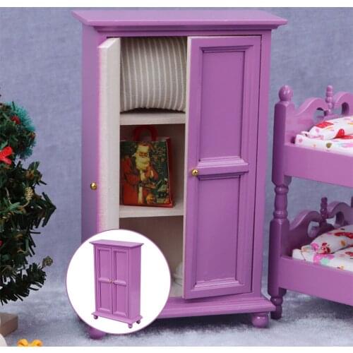1/12 Wardrobe Closet Dollhouse Bedroom Furniture Toy Doll Pretend Play Toys