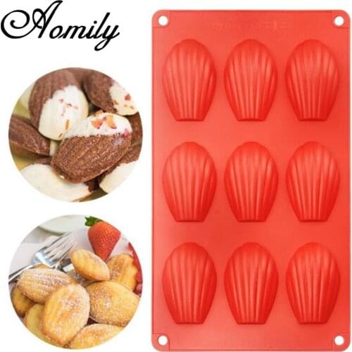 Aomily 9 Holes Shell Shape Silicone Molds Mini Cake Mold Fondant Mold Chocolate Mold Pastry Jelly Cake Mould Kitchen Baking Mold