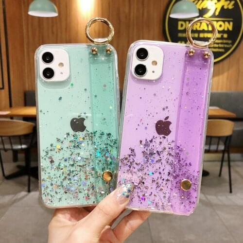 Mi 10 Lite Glitter Silicone Case For Xiaomi Mi Note 10 Lite Mobile Phone Bag Wristband Stand Back Shell
