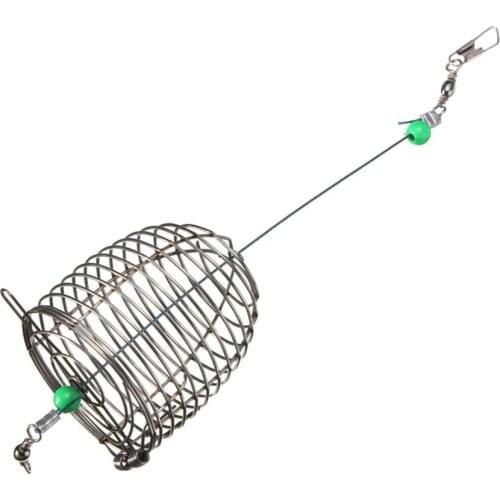 Stainless Steel Wire Fishing Lure Cage Fish Bait Lure Fishing Accessories Small Bait Cage Fishing Trap Basket Holder