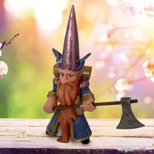 Gnome Statue Bearded Warrior Guard Figurine Hand-held Axe Statue Resin Decor Outdoor Lawn Garden Courtyards Decoration