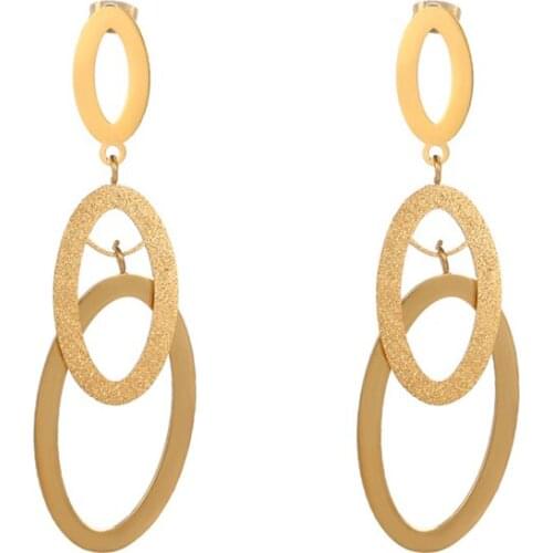 Vintage Oval Hollow Out Superposition Dangle Earrings For Women Metallic Charm Cool Elegant Harajuku Drop Earrings Jewelry