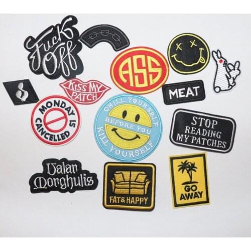 Hippie Letters Embroidered Patches for Clothing Jeans Iron On Clothes Street Rock Patches Sewing Badges Stickers