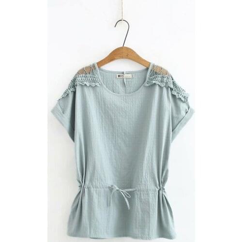 Plus size O-neck Jacquard patchwork short sleeve women loose tshirts 2021 new summer casual lady cotton t shirts female top